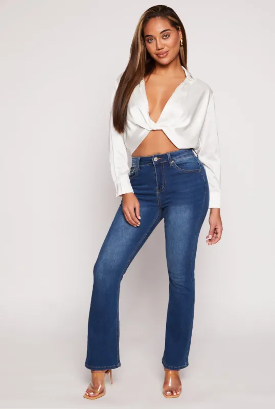 WAX Acid Wash High Waisted Boot Cut Jeans sold by Rainbow