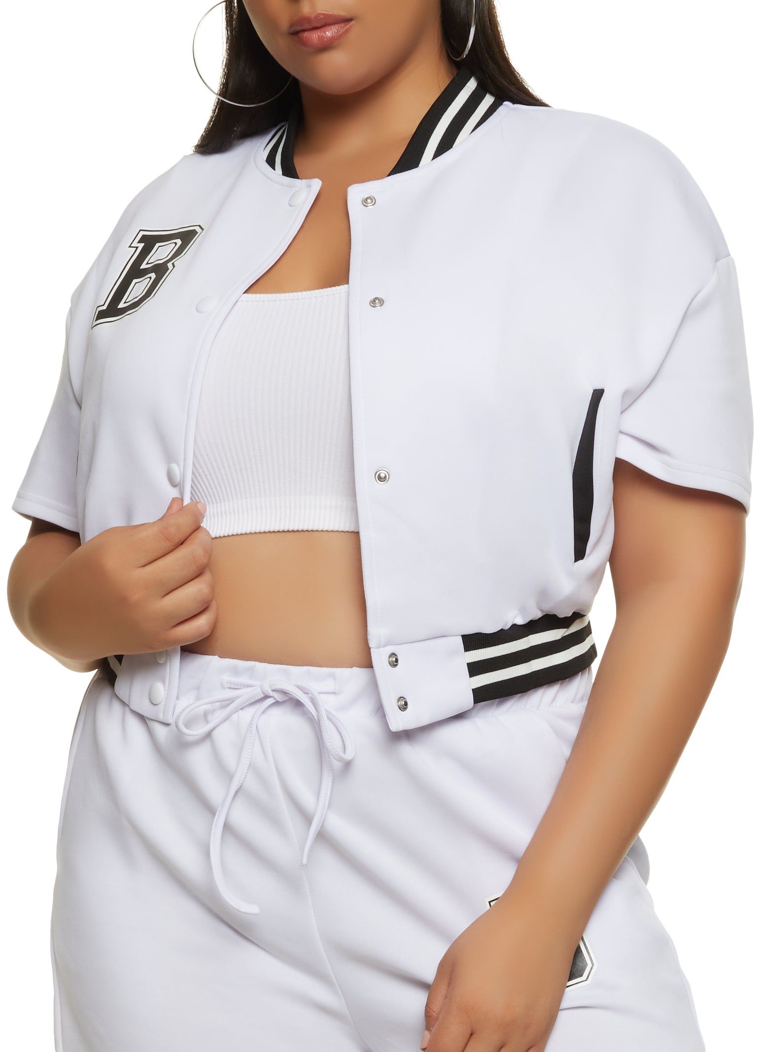 Plus Size Scuba Graphic Varsity Jacket sold by Rainbow