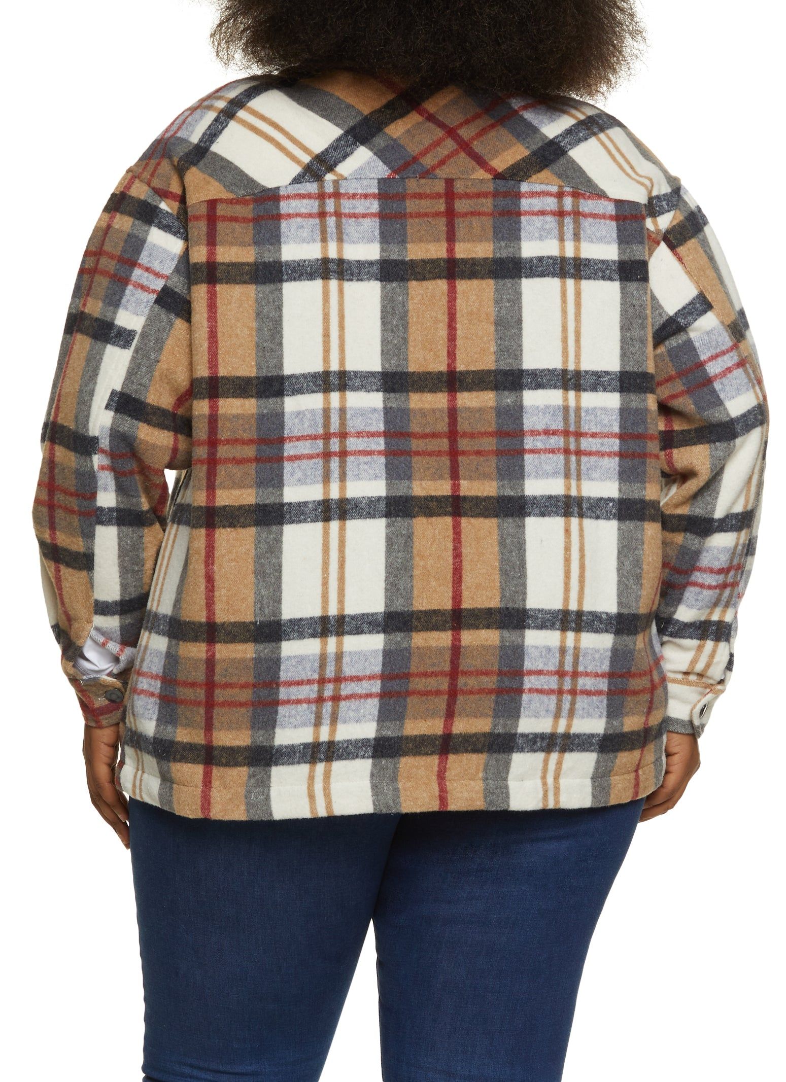 Plus Size Brushed Knit Plaid Shacket sold by Rainbow product image thumbnail 3