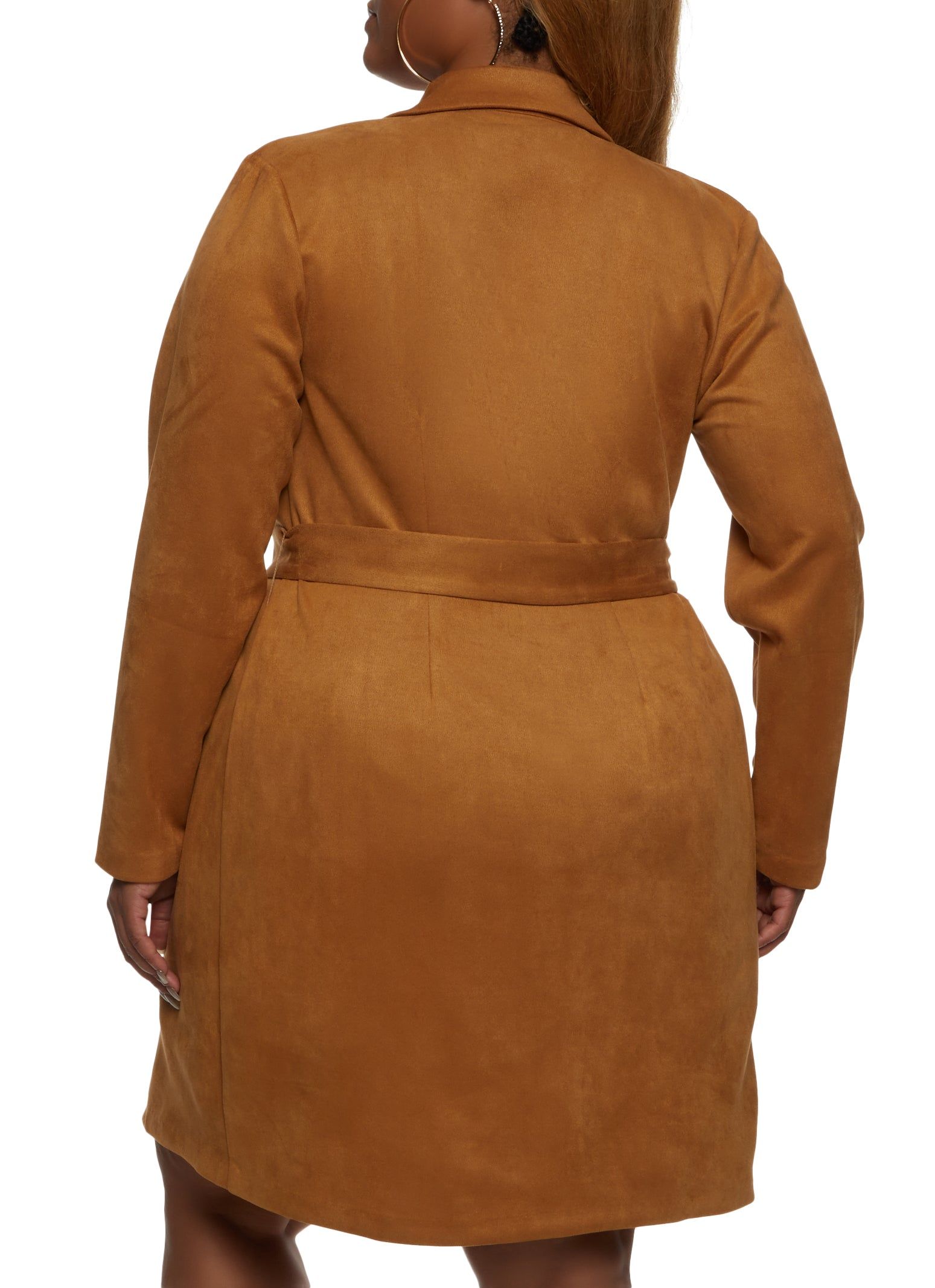 Plus Size Faux Suede Belted Wrap Coat sold by Rainbow product image thumbnail 3