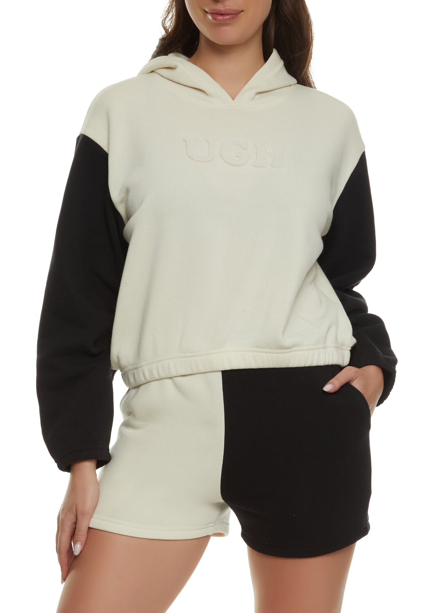 Ugh Embossed Color Blocked Hoodie sold by Rainbow