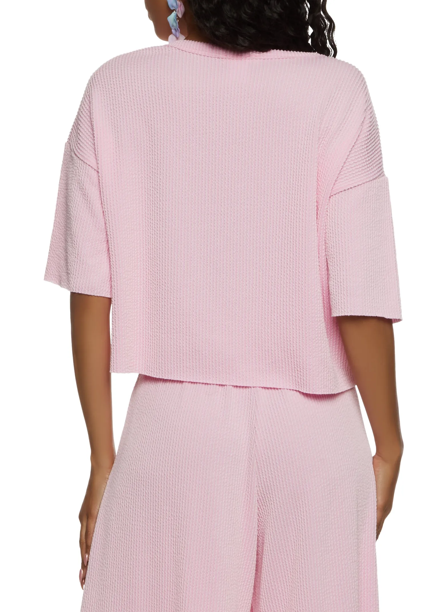 Textured Ribbed Knit Crew Neck Top sold by Rainbow product image thumbnail 3