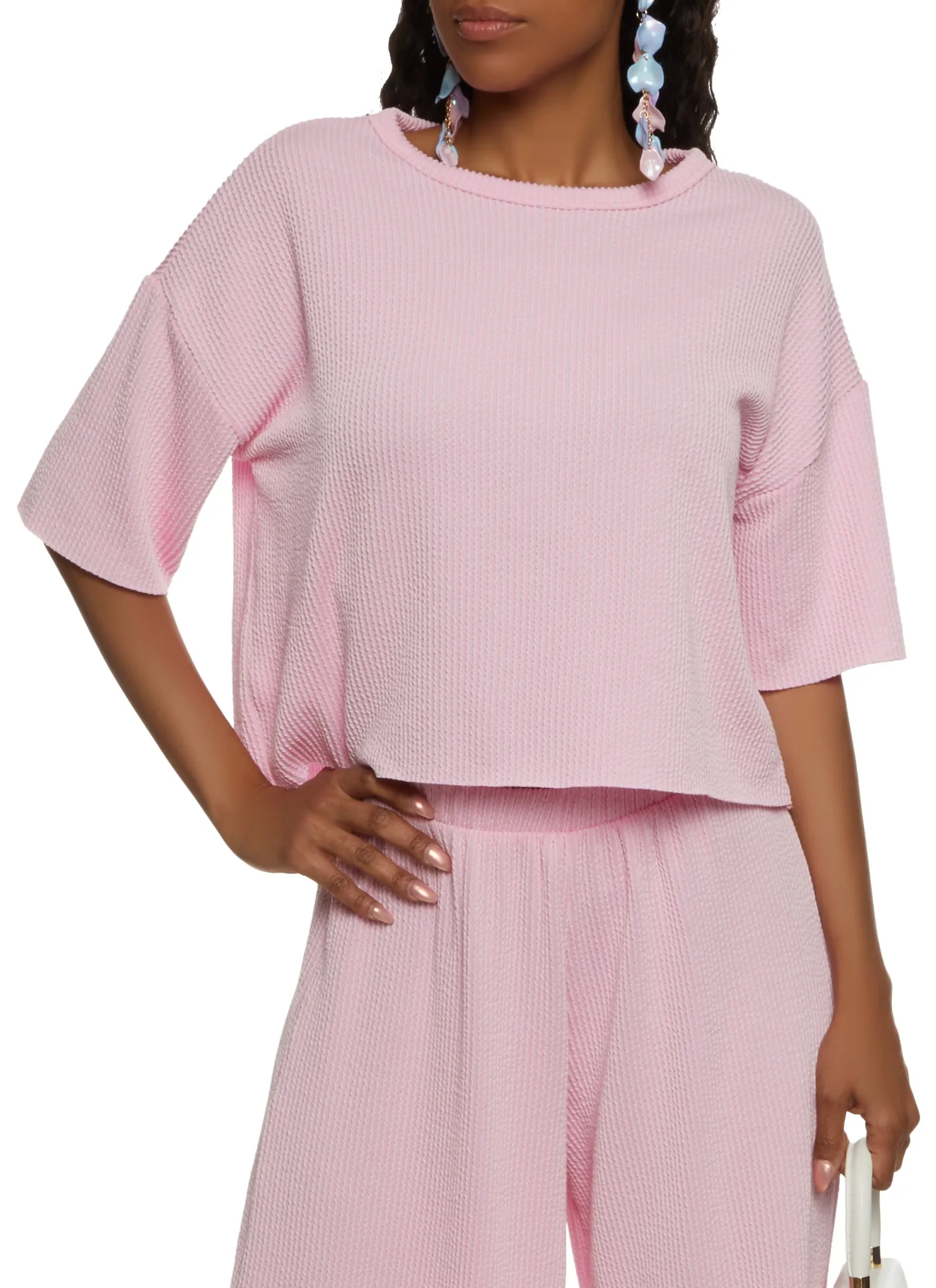 Textured Ribbed Knit Crew Neck Top sold by Rainbow product image thumbnail 2