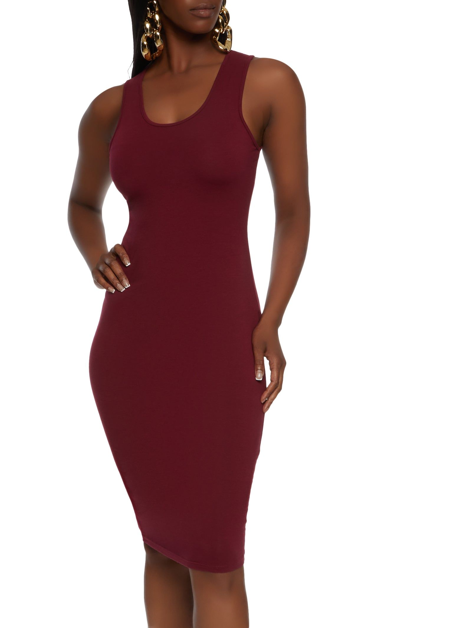 Basic Solid Midi Tank Dress sold by Rainbow