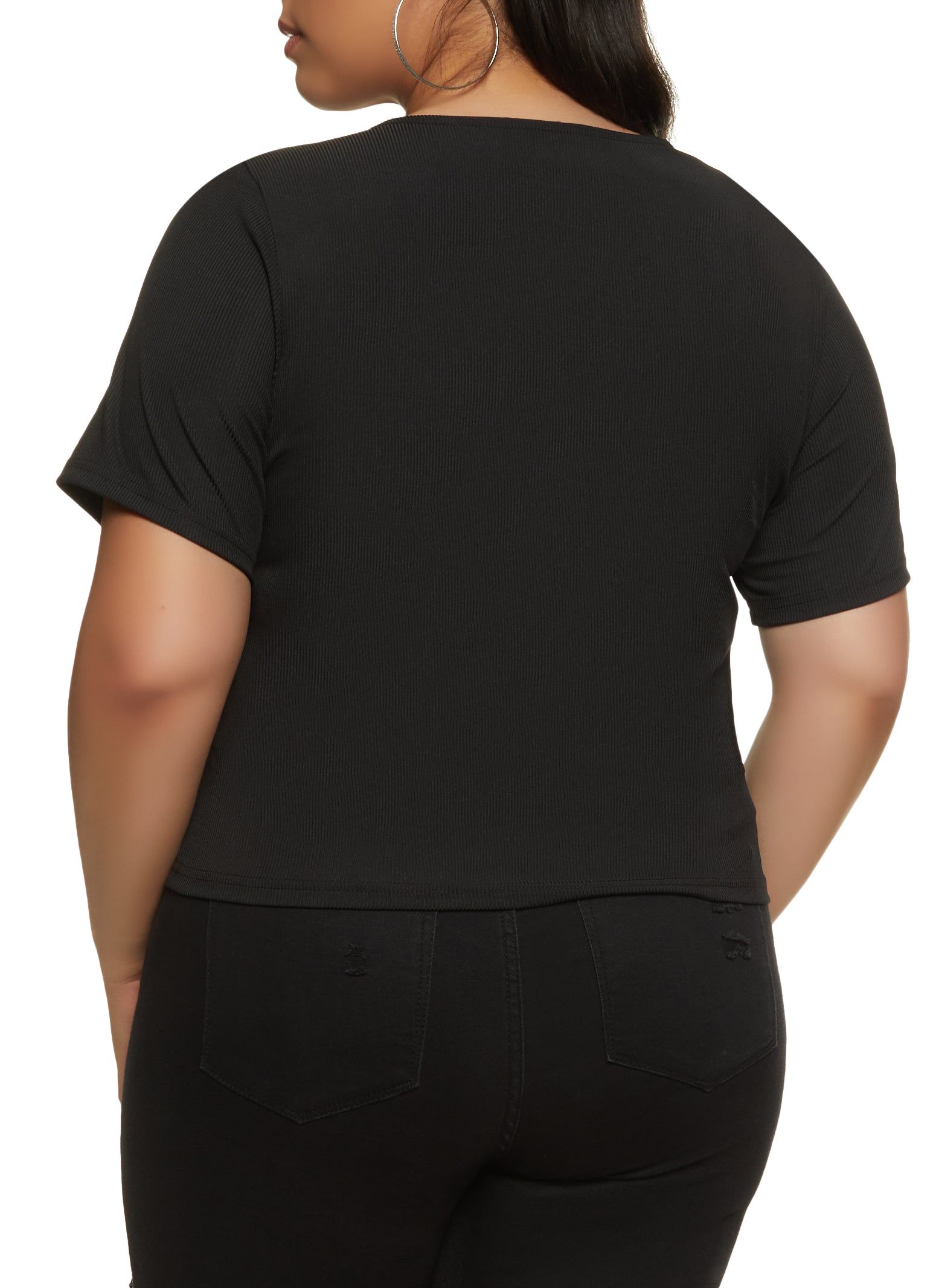 Plus Size Rhinestone Lace Up Top sold by Rainbow product image thumbnail 2