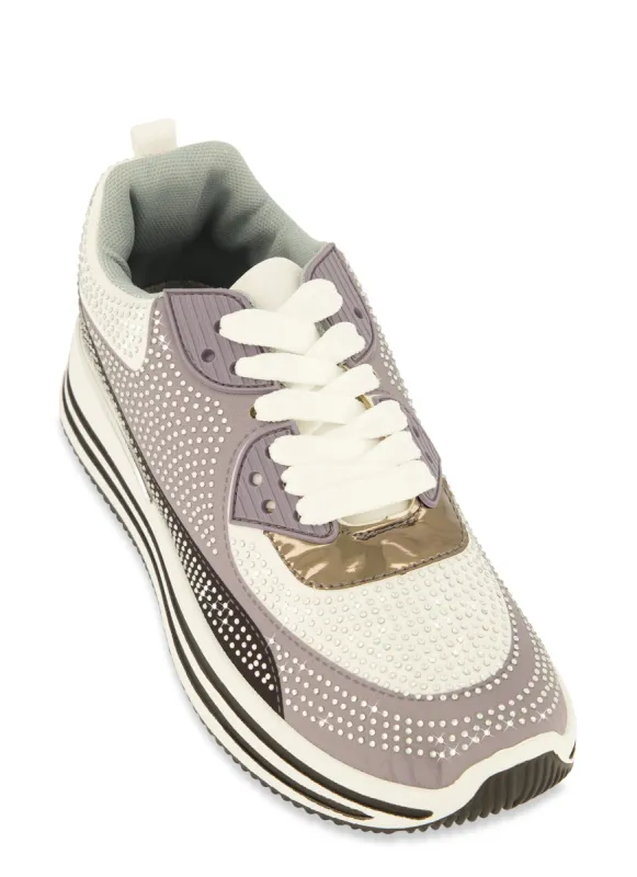 Rhinestone Color Block Platform Sneakers sold by Rainbow