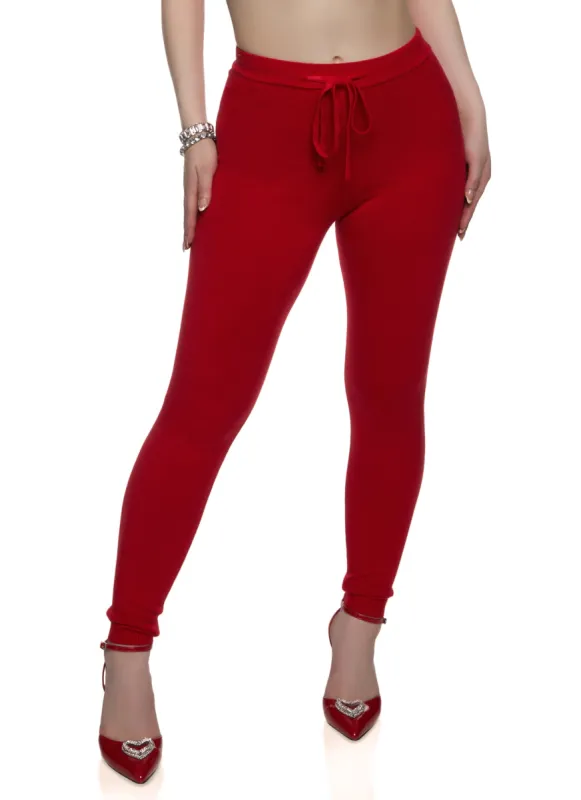 Ribbed High Waist Drawstring Leggings sold by Rainbow