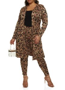 Plus Size Animal Print Long Sleeve Duster sold by Rainbow