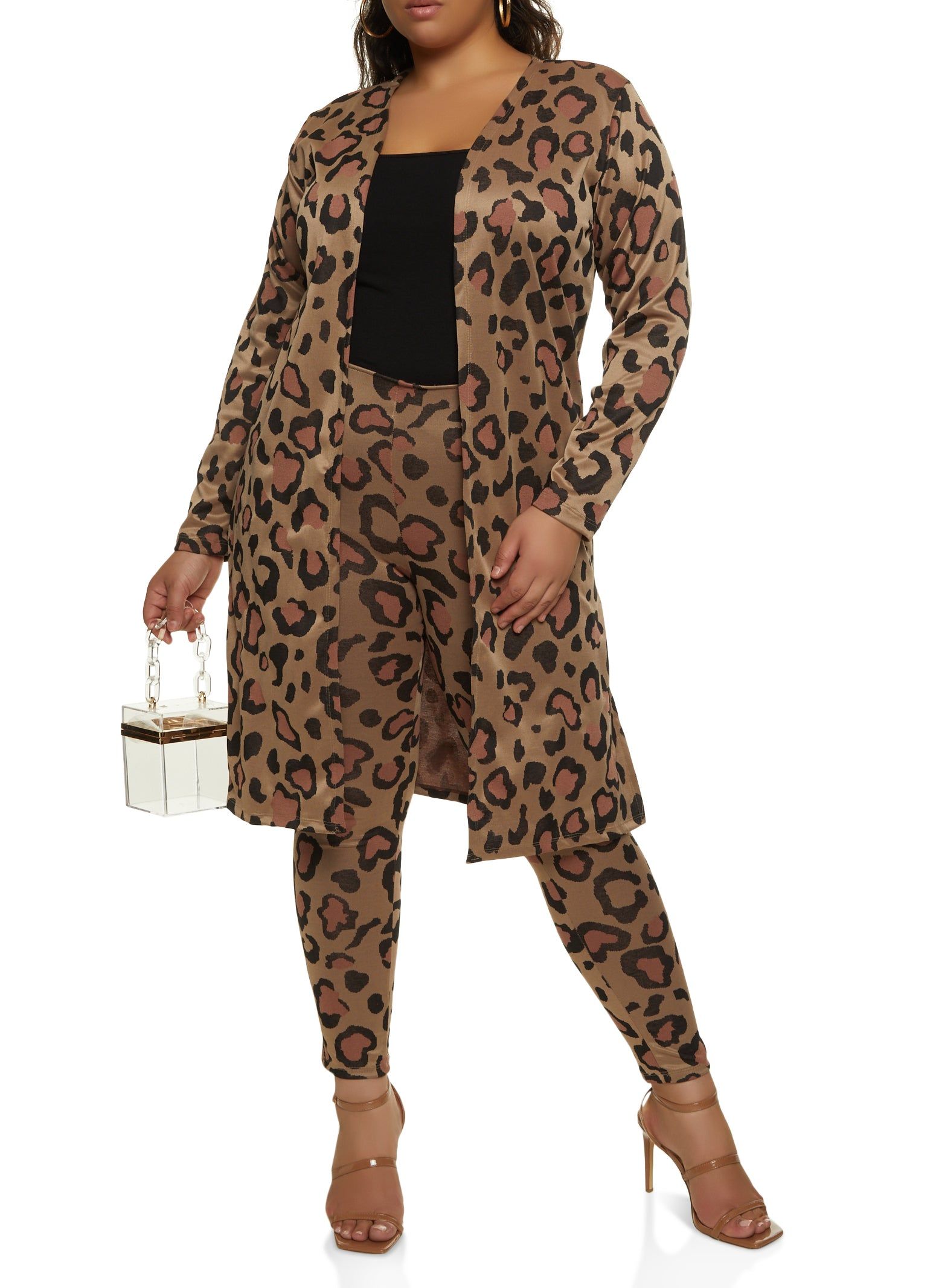 Plus Size Animal Print Long Sleeve Duster sold by Rainbow product image thumbnail 2