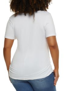 Plus Size Rhinestone Queen Ruched Graphic Tee sold by Rainbow
