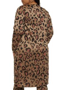 Plus Size Animal Print Long Sleeve Duster sold by Rainbow