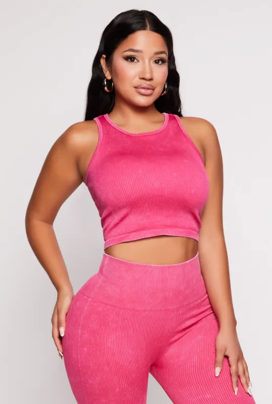 Daisy Acid Wash Ribbed Crew Neck Tank Top sold by Rainbow