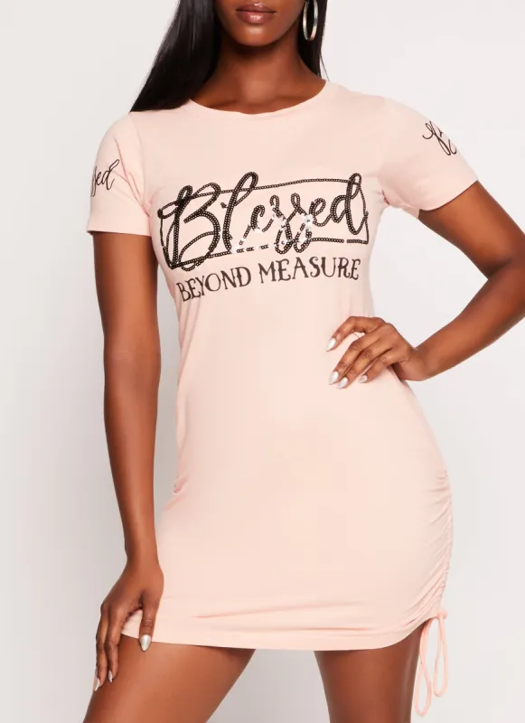 Sequin Blessed Beyond Measure Graphic T Shirt Dress sold by Rainbow