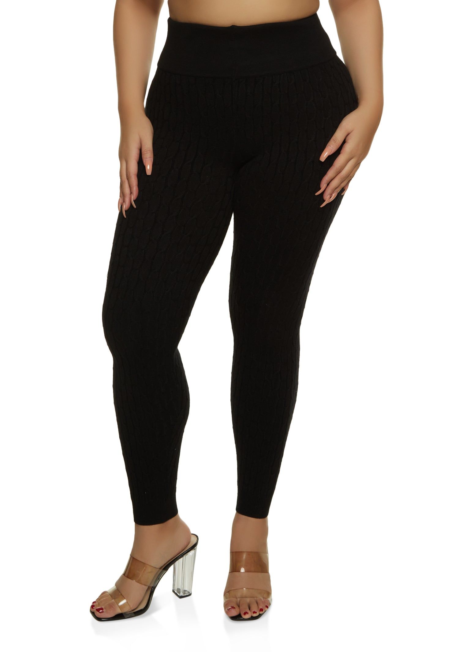 Cable Knit High Waist Leggings sold by Rainbow