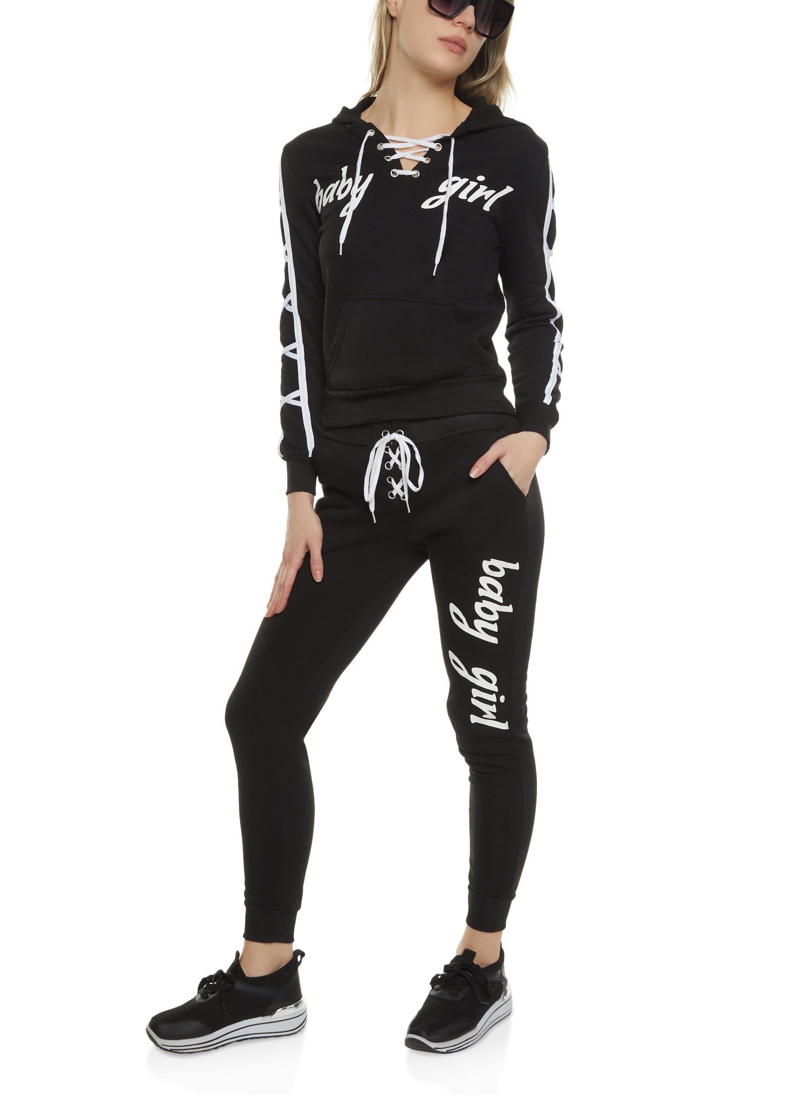 Baby Girl Lace Up Graphic Pullover Hoodie sold by Rainbow product image thumbnail 2