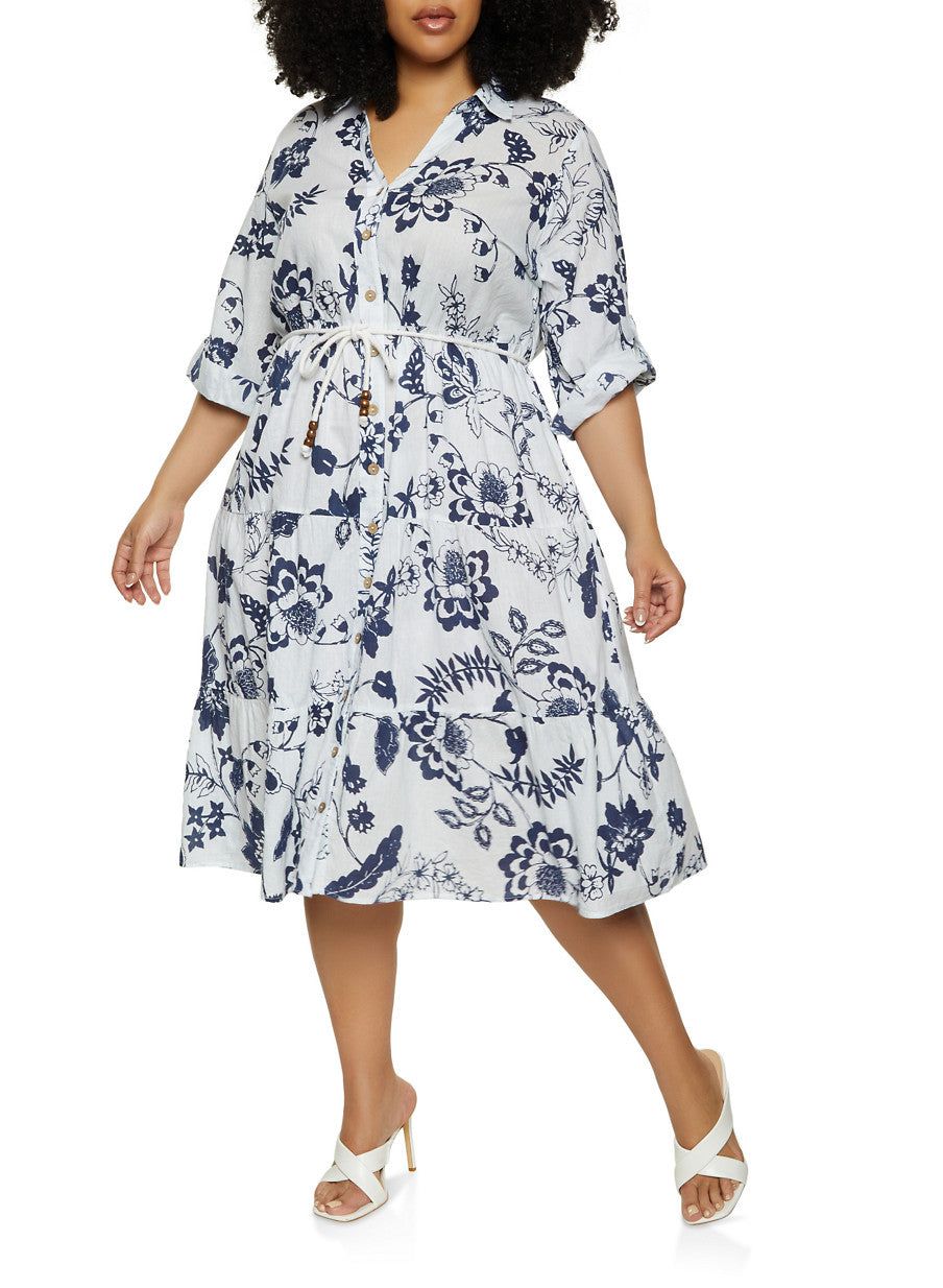 Plus Size Rope Tie Waist Belted Dress sold by Rainbow product image thumbnail 2