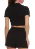 Textured Knit Tie Front Crop Top sold by Rainbow