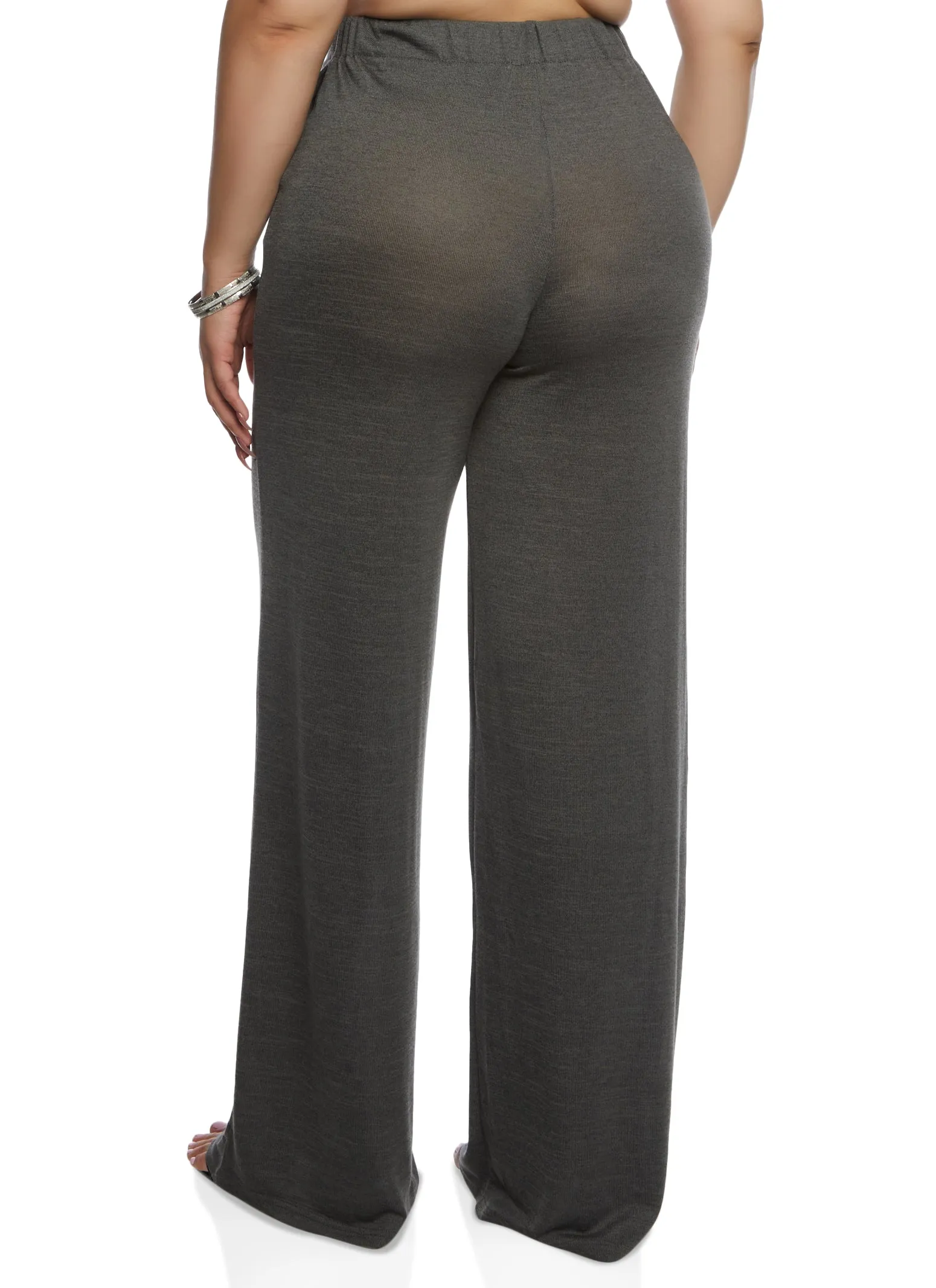 Plus Size Daisy Brushed Knit High Waist Wide Leg Pants sold by Rainbow product image thumbnail 3