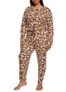 Plus Size Camo Long Sleeve Pajama Top and Pants sold by Rainbow