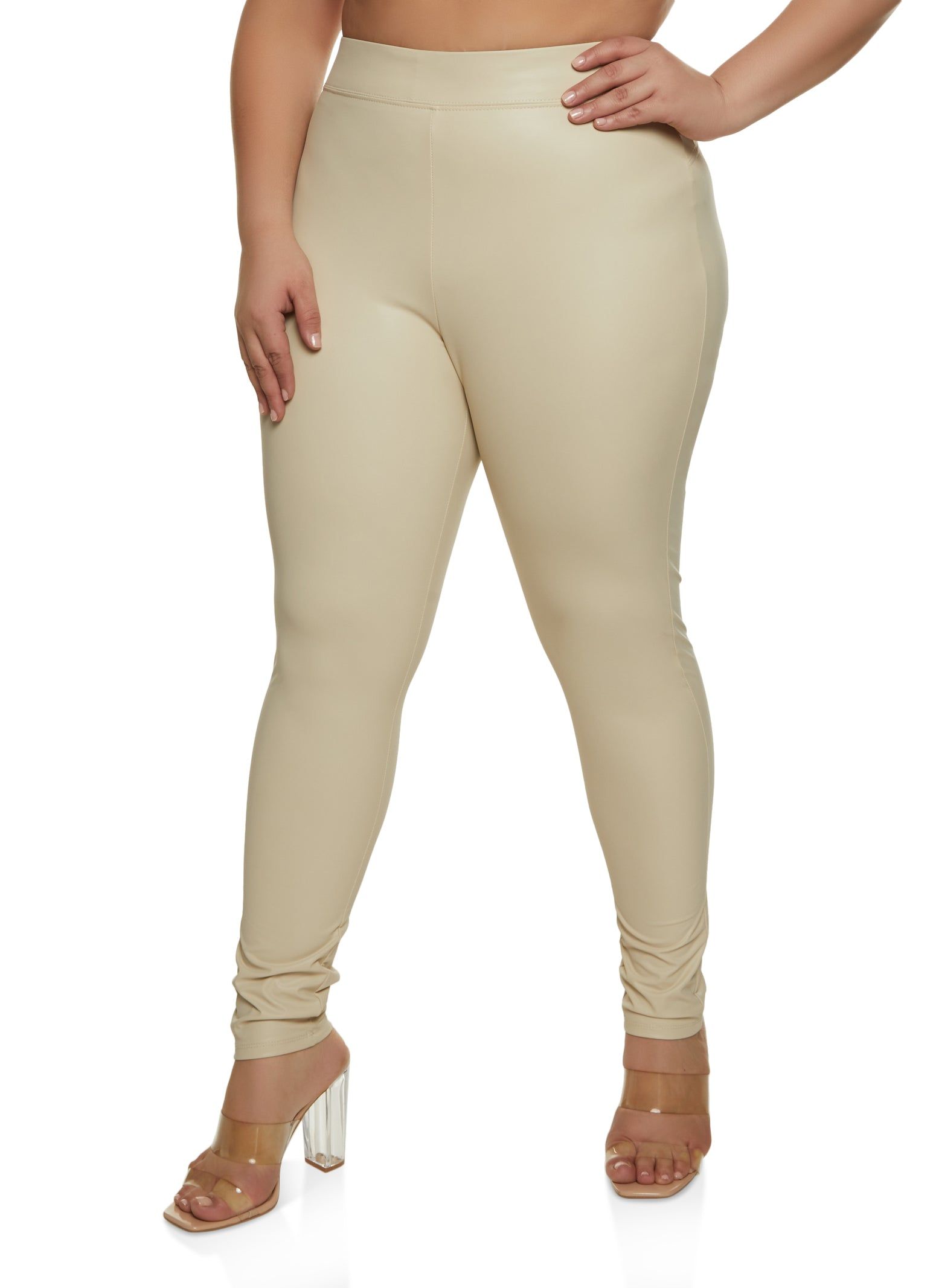 Plus Size High Waist PU Leather Leggings sold by Rainbow