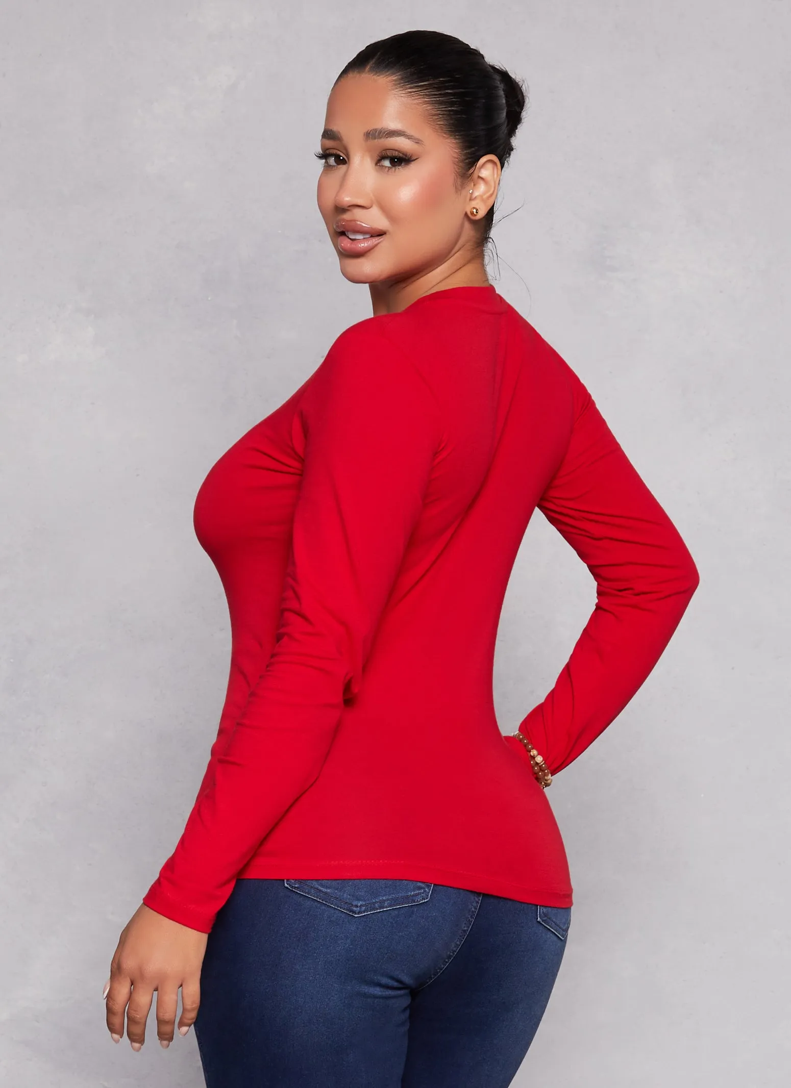 Basic Crew Neck Long Sleeve T Shirt sold by Rainbow product image thumbnail 3