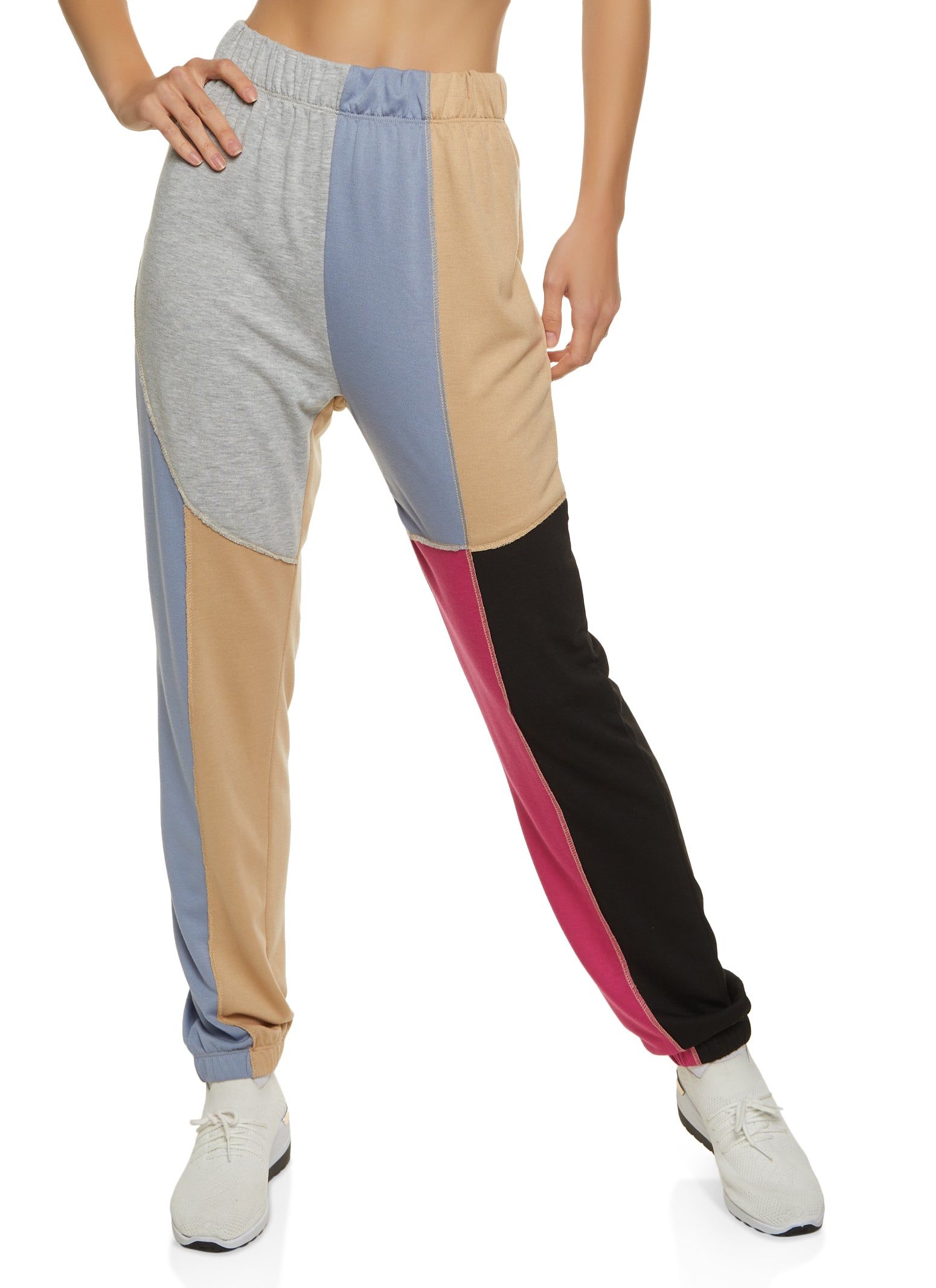 Color Block High Waist Joggers sold by Rainbow