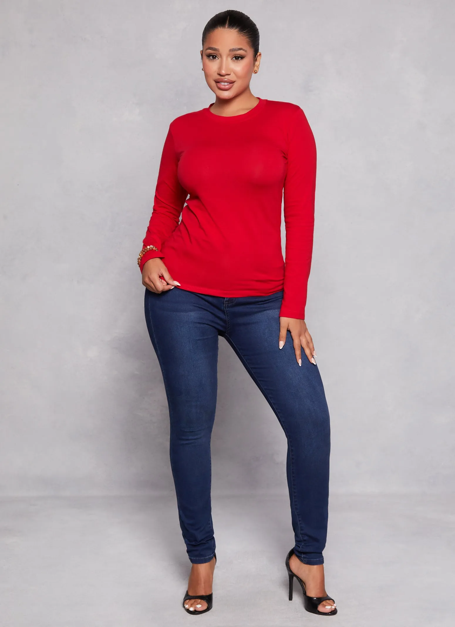 Basic Crew Neck Long Sleeve T Shirt sold by Rainbow product image thumbnail 2