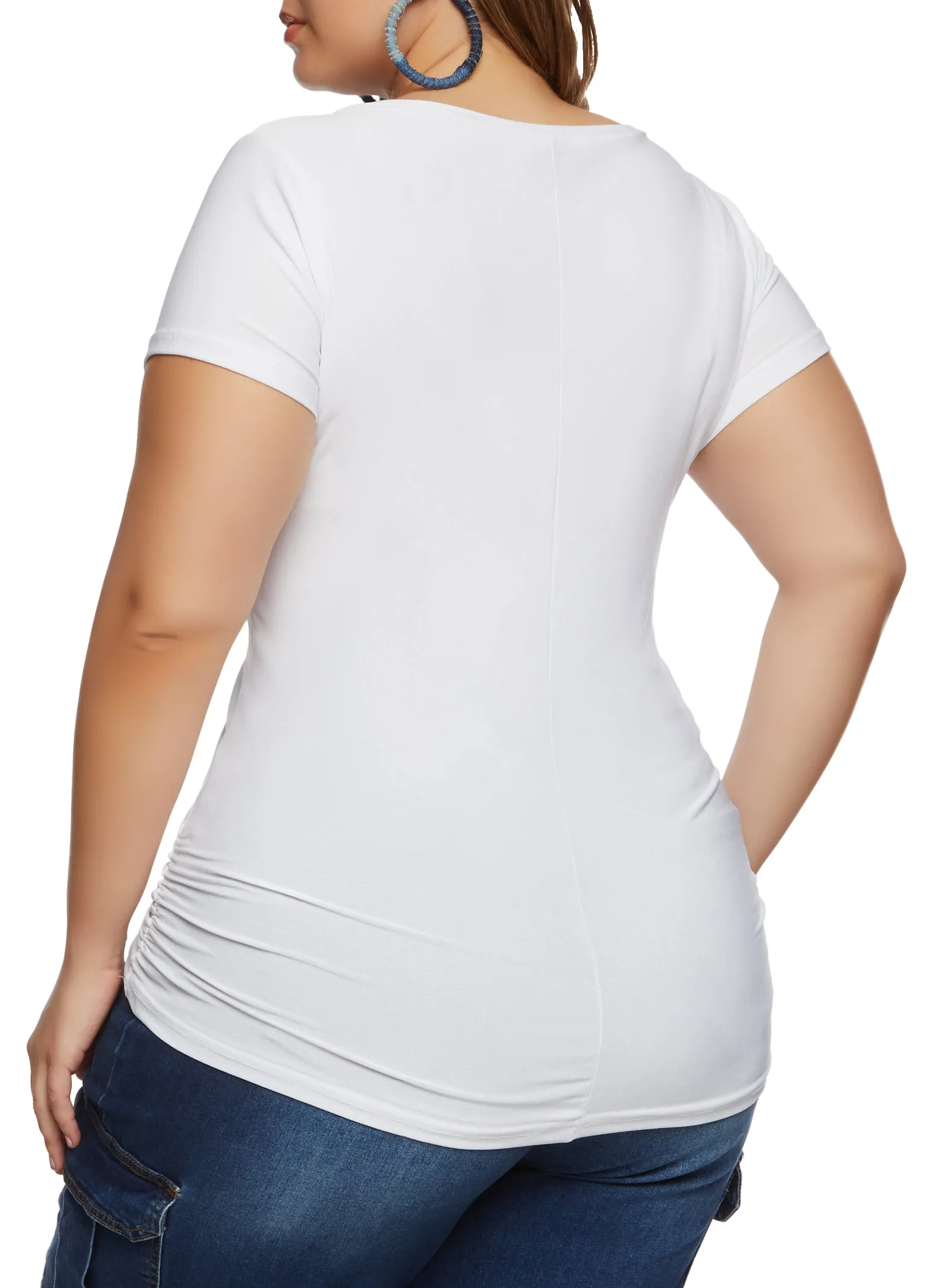 Plus Size Ruched Side V Neck T Shirt sold by Rainbow product image thumbnail 2