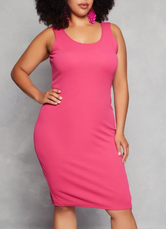 Plus Size Textured Knit Scoop Neck Tank Dress sold by Rainbow