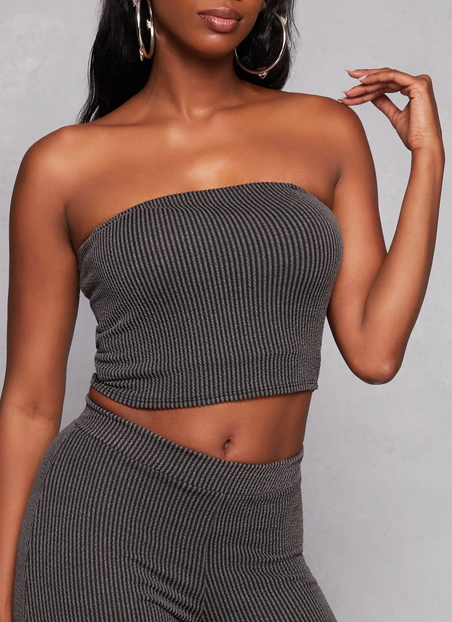 Rib Knit Cropped Tube Top sold by Rainbow
