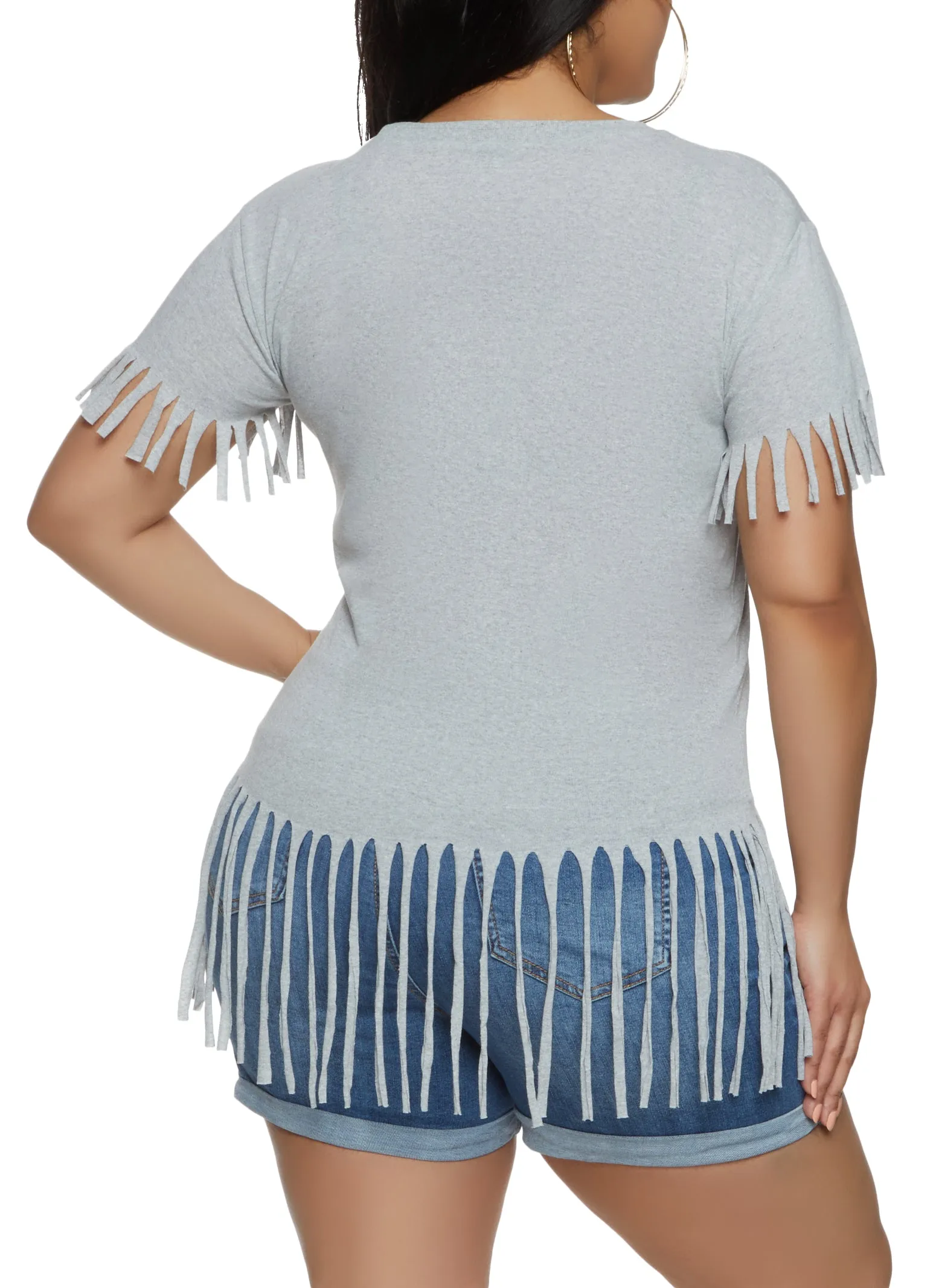 Plus Size Fringe Crew Neck T Shirt sold by Rainbow product image thumbnail 2