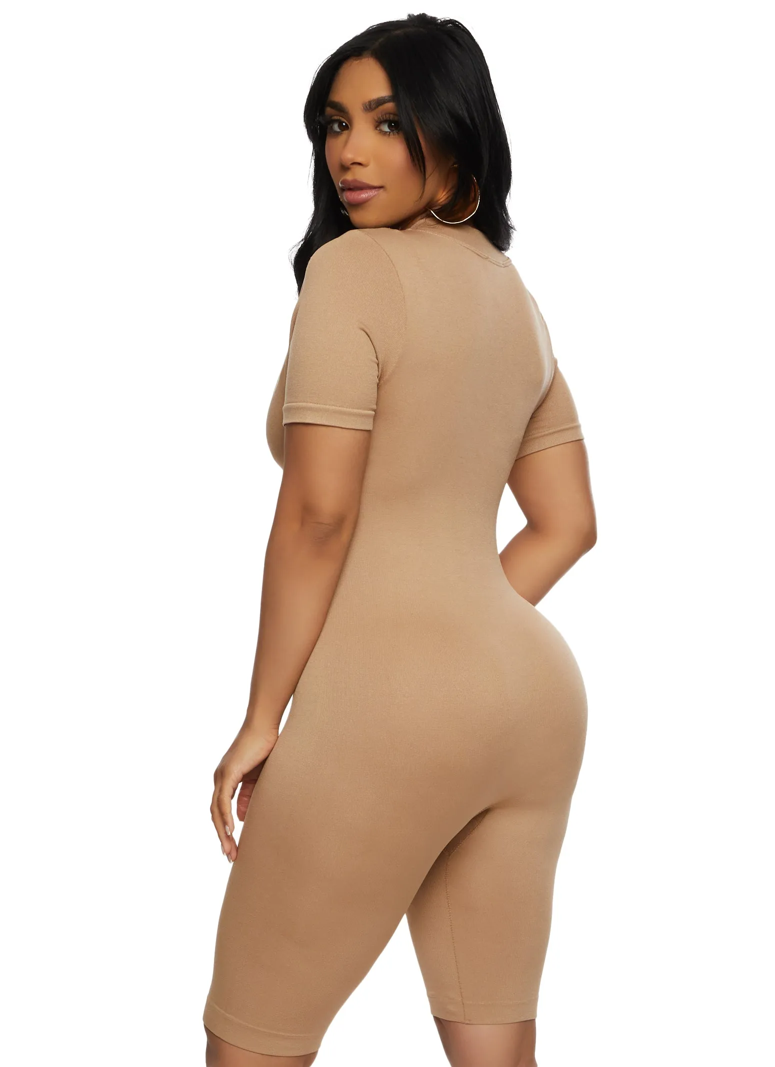 Seamless Ribbed Zip Front Romper sold by Rainbow product image thumbnail 2