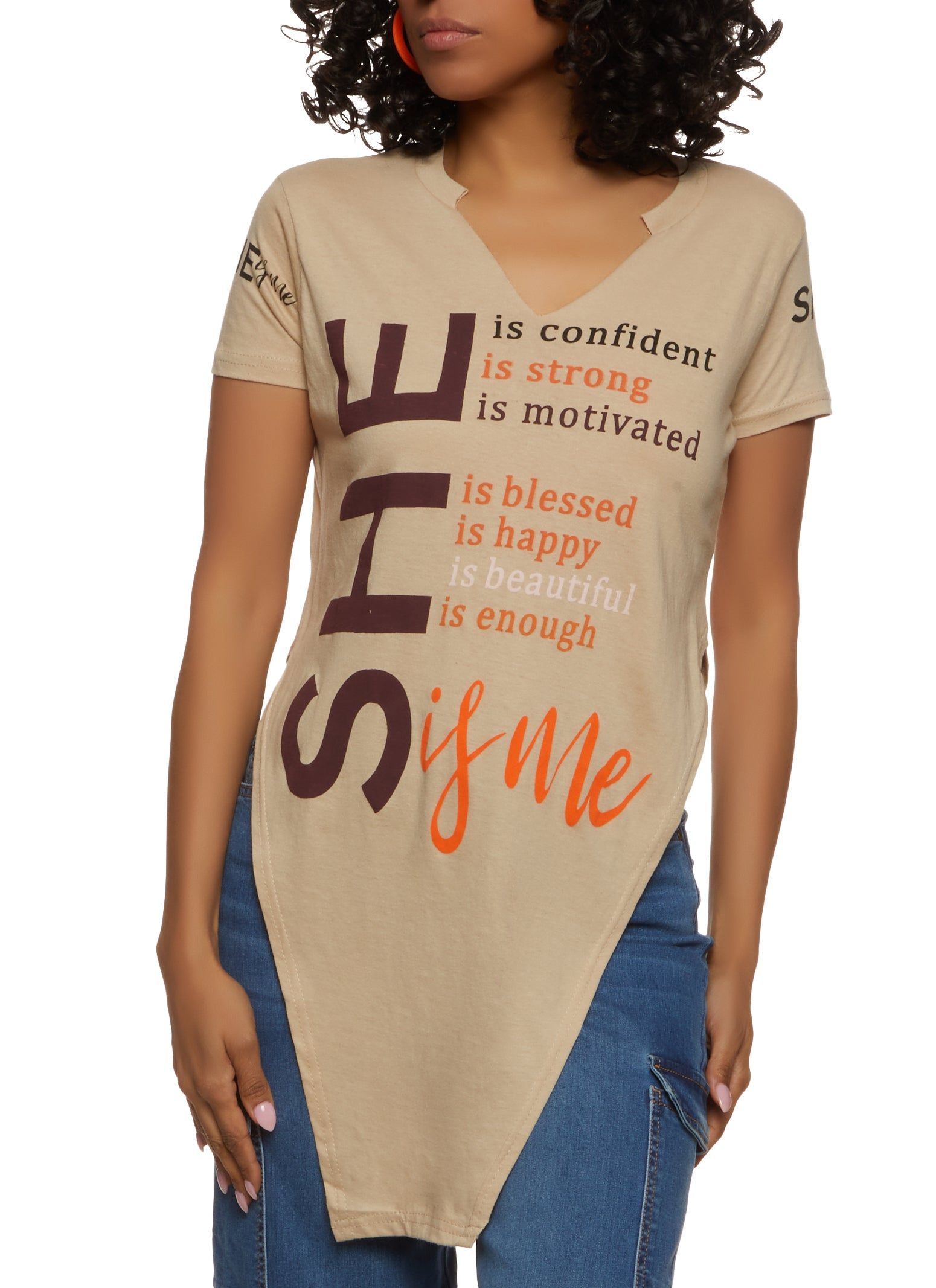 Short Sleeve She Is Me Tunic Graphic Tee sold by Rainbow