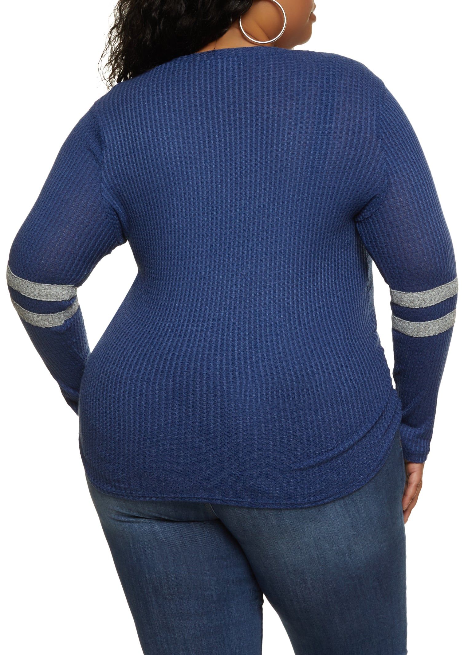 Plus Size Waffle Knit Faux Button Detail Top sold by Rainbow product image thumbnail 2