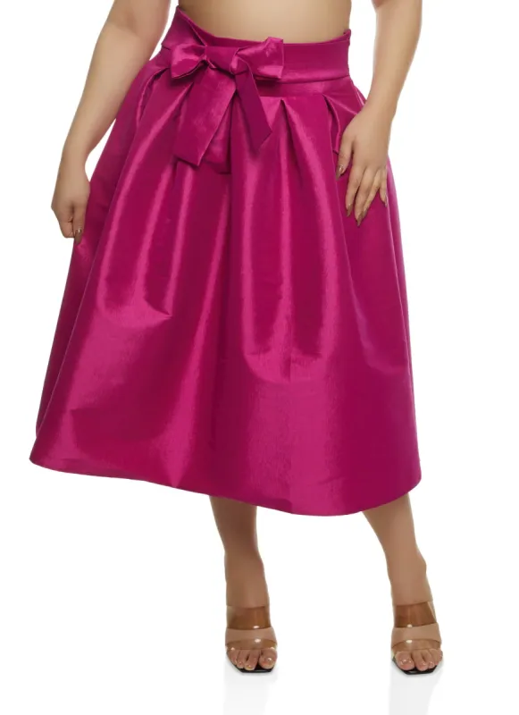 Plus Size Tie Waist Circle Skirt sold by Rainbow