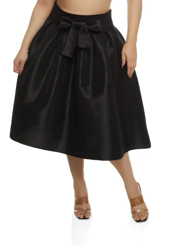 Plus Size Tie Waist Circle Skirt sold by Rainbow