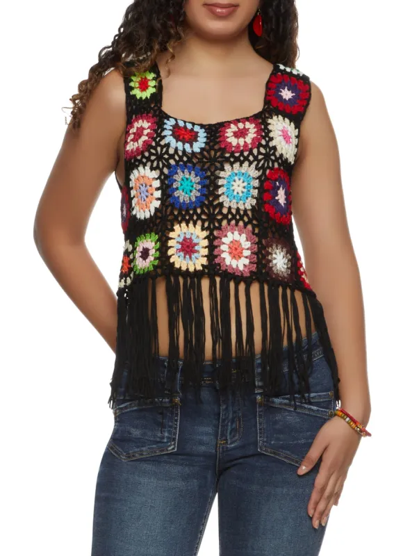 Crochet Fringe Hem Tank Top sold by Rainbow