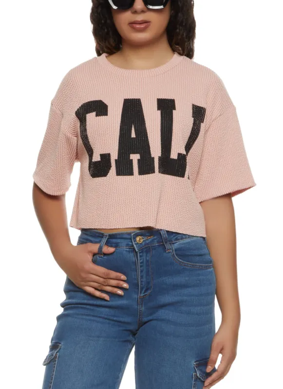 Ribbed Cali Cropped Graphic Tee sold by Rainbow