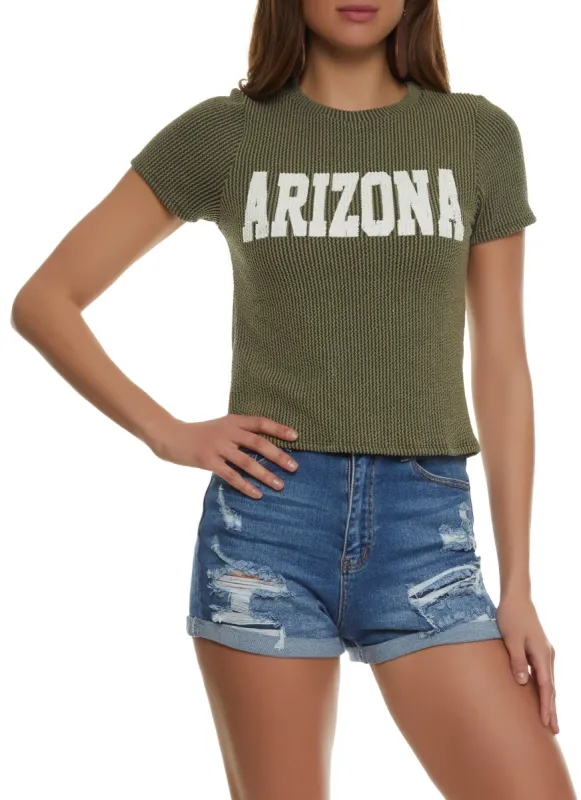 Textured Knit Arizona Graphic Tee sold by Rainbow