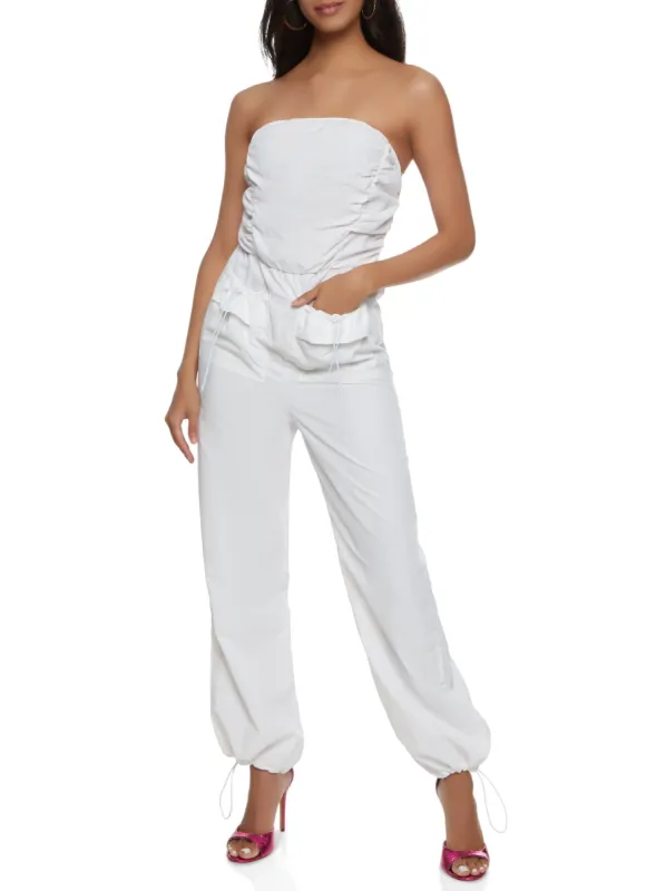Ruched Strapless Cargo Pocket Jumpsuit sold by Rainbow