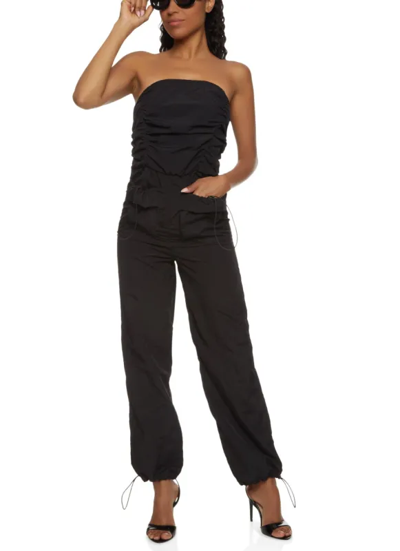Ruched Strapless Cargo Pocket Jumpsuit sold by Rainbow