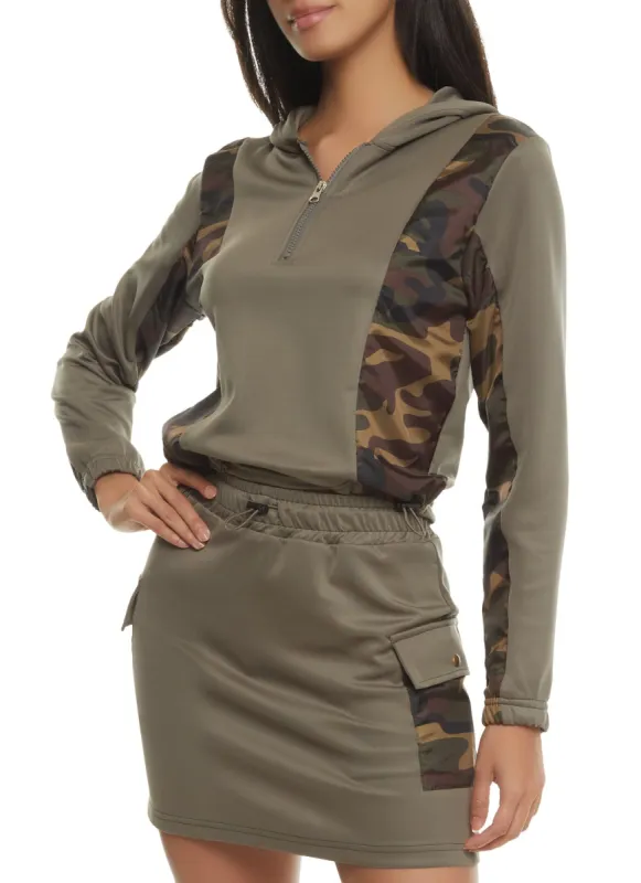 Camo Color Block Half Zip Hoodie sold by Rainbow