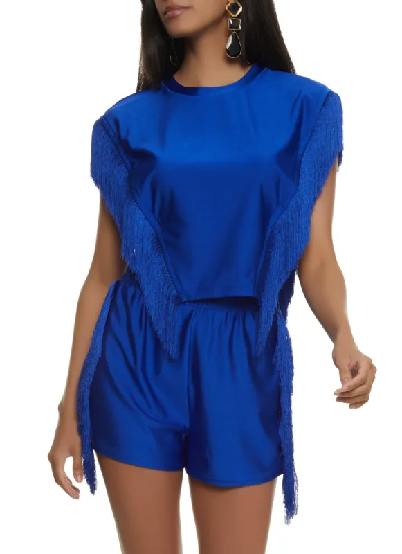 Open Side Fringe Crop Top sold by Rainbow