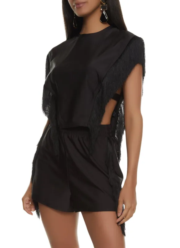 Open Side Fringe Crop Top sold by Rainbow
