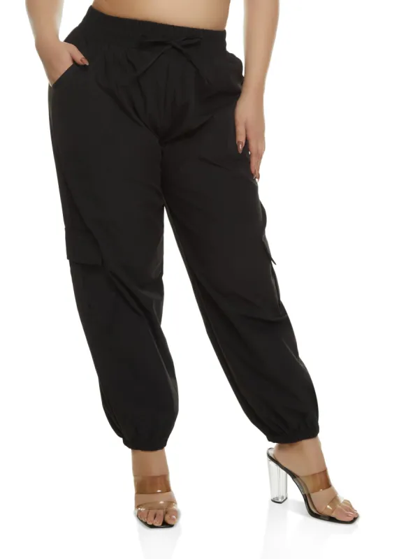 Plus Size High Waist Cargo Pocket Joggers sold by Rainbow