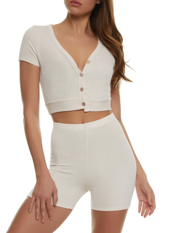 Ribbed Button Front Crop Top sold by Rainbow