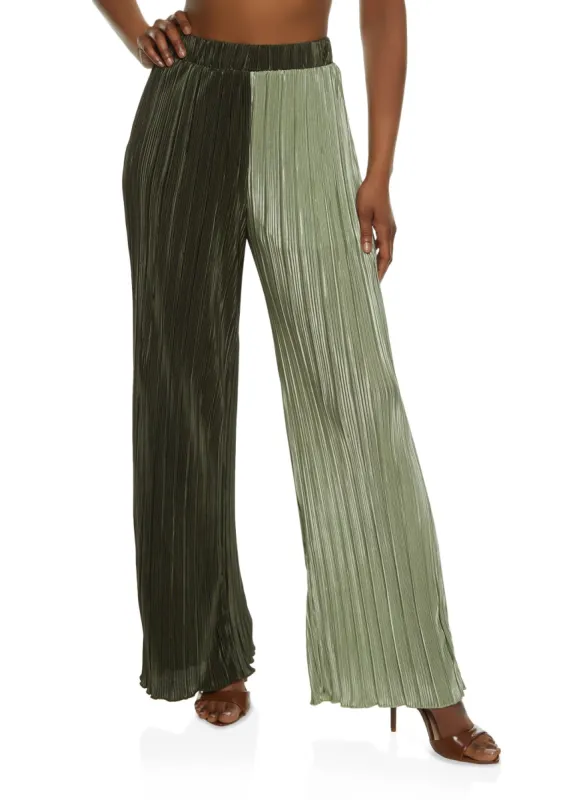 Color Block Plisse Palazzo Pants sold by Rainbow