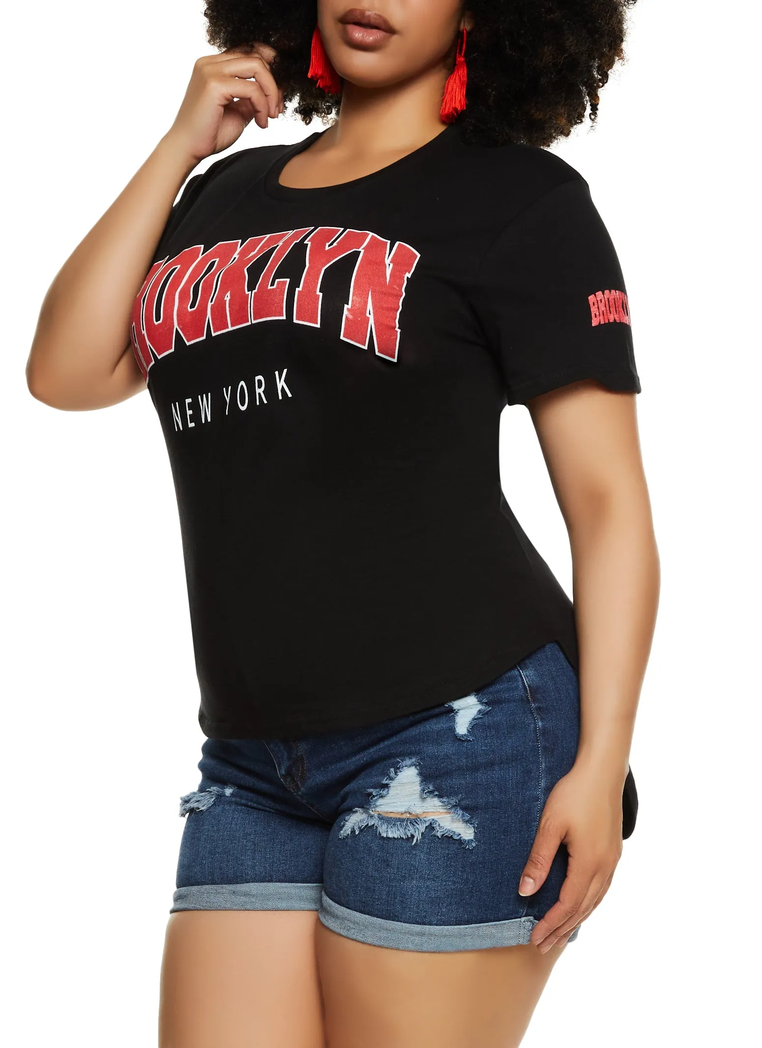 Plus Size Brooklyn High Low Hem Graphic Tee sold by Rainbow product image thumbnail 2