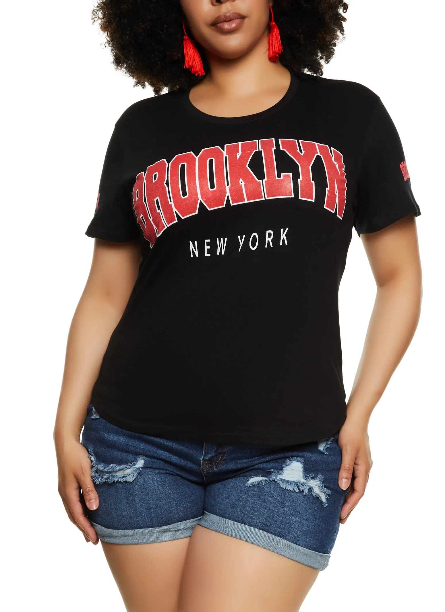 Plus Size Brooklyn High Low Hem Graphic Tee sold by Rainbow