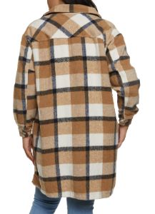 Plus Size Plaid Pocket Detail Button Front Shacket sold by Rainbow